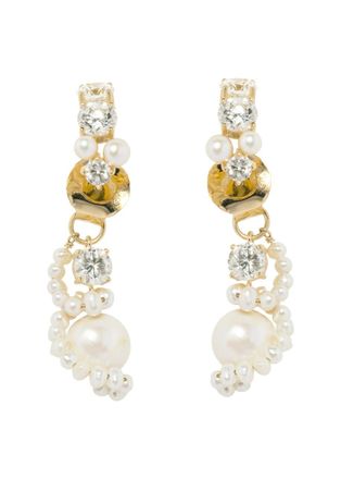 Completedworks Pearl and Zirconia-embellished 18kt Gold Vermeil Earrings - One Size