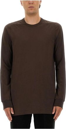 Rick Owens Level LS T-Shirt - Heren - Longsleeves - Bruin - L - Katoen - Tops