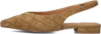 Stefano Lauran Kameel Slingback Schoenen voor Vrouwen - Dames - Ballerinas - Bruin - 40 EU - Linnen - Schoenen