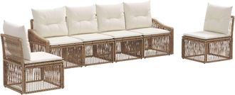 vidaXL Conjunto De Sof&aacute;s De Jard&iacute;n 6 Uds. Beige Rat&aacute;n Sint&eacute;tico Vidaxl