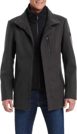 Vince Camuto Car Coat With Bib in Charcoal at Nordstrom, Size Xx-Large