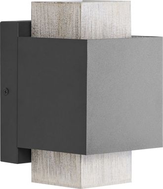 Beliani Lampada Da Parete Da Esterno A Led In Metallo Per Porta DIngresso E Portico Nero Timok