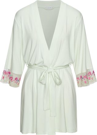 Lascana Kimono LASCANA, Damen, Gr. 32/34, gr&uuml;n (mint), Viskose, unifarben, Kurzform, Hausm&auml;ntel Kimono, mit sch&ouml;nen Spitzeneins&auml;tzen