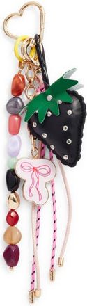 Chelsea28 Strawberry & Bow Beaded Faux Leather Bag Charm in Pink Multi- Gold at Nordstrom