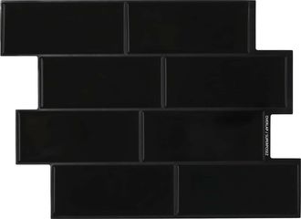 vidaXL Azulejo De Metro 10 Uds. Negro 29 X 21 Cm Poliuretano Y Pet Vidaxl