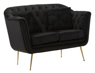 Mauro Ferretti Sof&aacute; De 2 Plazas Budapest Negro Con Cojines Cm 130x83x91