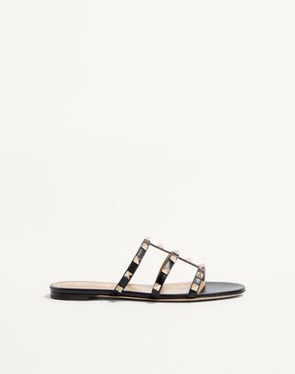 Valentino Garavani Sandalo Slider Basso Rockstud In Vitello Donna NERO 40.5