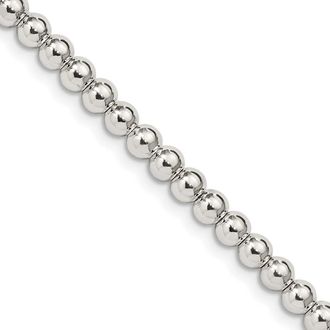 Diamond2Deal Sterling Silver 4mm Beads on Box Chain Necklace