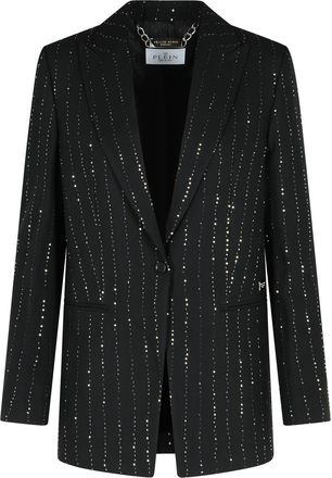 Philipp Plein Philipp plein vriendje fit blazer met zwarte wolmix paiettes