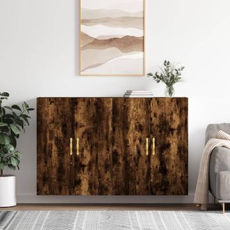 Berkfield Home Wall Mounted Cabinets 2 pcs Smoked Oak 69.5x34x90 cm in Brown