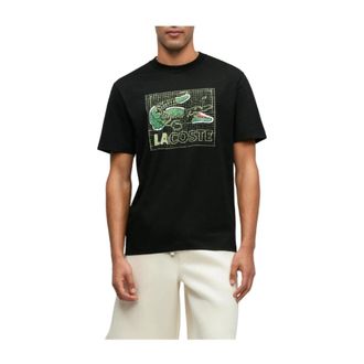 Lacoste T-Shirts, male, Black, Size: 2XL Round Neck T-Shirt