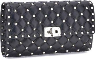 Valentino Garavani Womens Black Calf Leather Bos Taurus Shoulder Bag