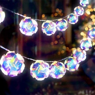 OEM Guirnalda De Luces Led Con 20 Globos, Efecto Bola De Discoteca Y Espejo, 3 Metros (10 Pies), Alimentaci&oacute;n Usb Y A Pilas
