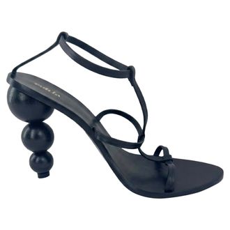 Cult Gaia Sphere Heel Stiletto in Black Leather