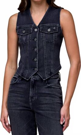 Hidden Jeans Fitted Denim Vest In Charcoal