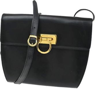 Ferragamo Pre-owned Cross Body Bags, female, Black, Size: ONE SIZE Pre-owned Leather Cross Body Bag
