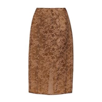 Acne Studios Midi Skirts, female, Brown, Size: M Lace Skirt With Slit