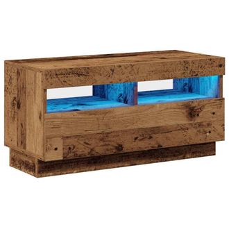 Berkfield Home TV Cabinet with LED Lights Old Wood 80x35x40 cm Engineered Wood | Size: 80 x 35 x 40 cm