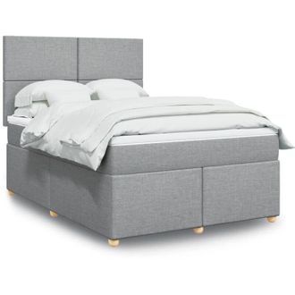 vidaXL Vidaxl - Cama Box Spring Con Colch&oacute;n Tela Gris Claro 140x190 Cm