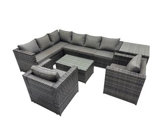 Fimous Outdoor Rattan Garden Furniture Set with Chair Side Table in Dark Grey