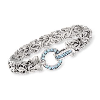 Ross-Simons Sky Blue Topaz Byzantine Bracelet in Sterling Silver