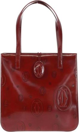 Cartier Pre-owned Tote Bags, female, Red, Size: ONE SIZE Pre-owned Vintage Patent Leather Logo Tote Bag