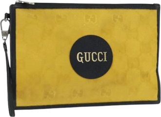 Gucci Pre-owned Clutches, female, Yellow, Size: ONE SIZE Pre-owned Canvas Clutch