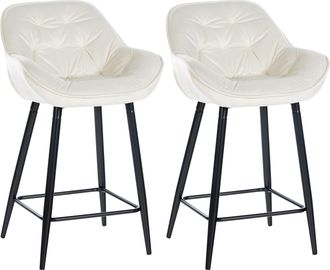 Clp Clp - Set De 2 Taburetes De Bar Gibson 76 De Terciopelo Crema