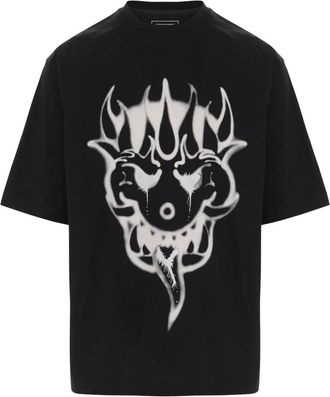 Yohji Yamamoto Katoenen T-shirt met Logo - Heren - T-shirts - Zwart - L - Katoen - Tops