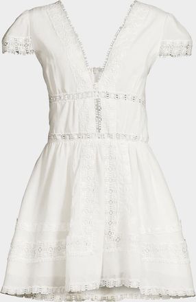 Peixoto Piper Lace-Trimmed Cotton Mini Dress