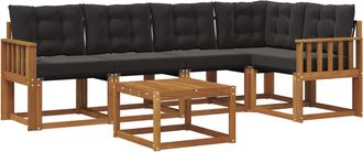 vidaXL Conjunto De Sof&aacute;s De Exterior 6 Uds. Natural Y Negro Vidaxl