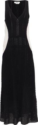 Jason Wu Sleeveless Color-Block Macrame Maxi Dress in Black and White Cotton