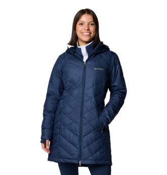 Columbia Womens Heavenly Long Hooded Jacket, Collegiate Navy, 3X