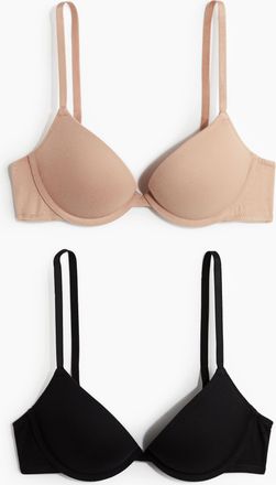 H&M 2er-Pack Super-Push-up-BHs aus Baumwolle - Beige