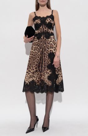 Dolce & Gabbana Dress With Animal Print, Womens, Beige