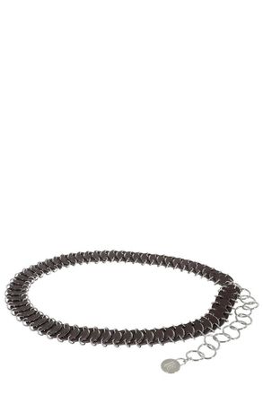 Paco Rabanne Disc Design Dark Brown Leather Belt