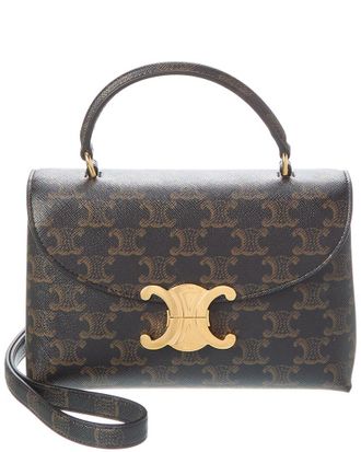 Celine Celine Nino Medium Triomphe Coated Canvas & Leather Shoulder Bag