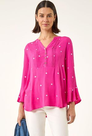 Roman Embroidered Dot Top
