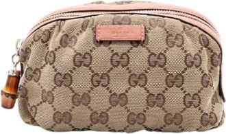 Gucci Pre-owned Clutches, female, Beige, Size: ONE SIZE Pre-owned Vintage Canvas Clutch