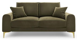 BLOOMINGLOFT 2-Sitzer Designsofa Madara mit Samtbezug - Beine Gold