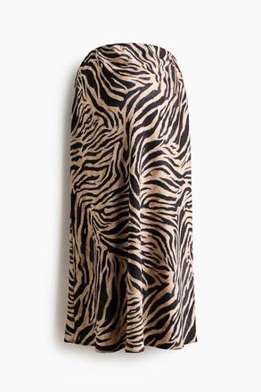 H&M Mama Satin Slip Skirt in Beige/zebra Print at Nordstrom, Size Medium