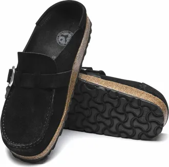 Birkenstock Womens Buckley Suede Moccasins In Black
