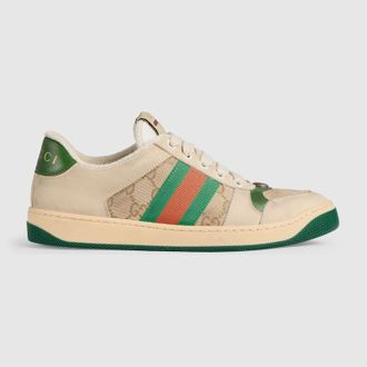 Gucci Womens Screener Sneaker, White, Leather