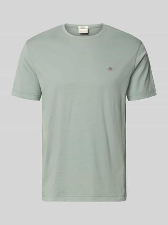 GANT Regular Fit T-Shirt mit Logo-Stitching in Eisblau, Gr&ouml;&szlig;e L