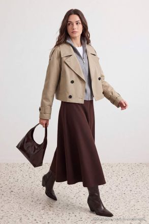 Trendyol Modest Dames Bruin Effen Maxi Uitlopend rok A-lijn Modest Rokken