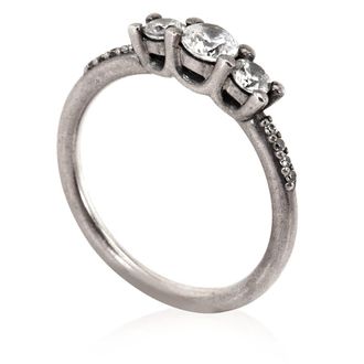 Pandora Ladies Clear Three-Stone Ring In Sterling Silver, Size 52 (US 6)