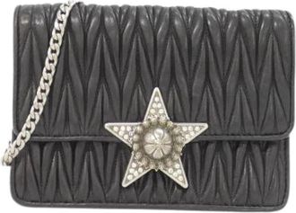 Miu Miu Pre-owned Leather Schoudertas - Dames - Vintage Schoudertas - Zwart - ONE Size - Leer - Vintage