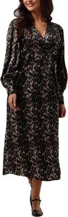 Co'Couture Luipaardprint Overjurk - Dames - Casual kleedjes - Bruin - S - Polyester - Kleedjes