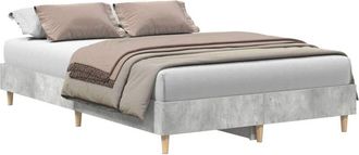 vidaXL Estructura De Cama Sin Colch&oacute;n Gris Hormig&oacute;n 135x190 Cm Madera Vidaxl