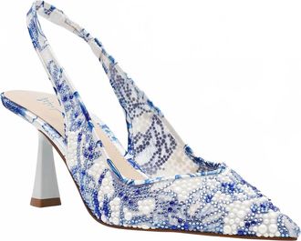 Betsey Johnson Womens Clark Floral Heels In White/blue Floral
